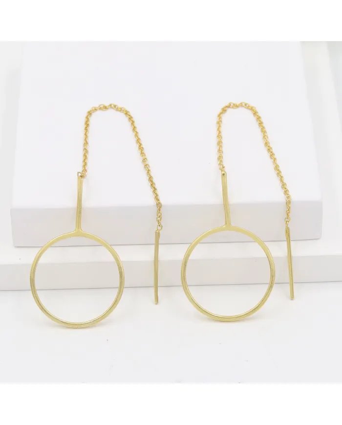 Minimalist Gold Plated Geometric Chain Earrings in 925 Sterling Silver
