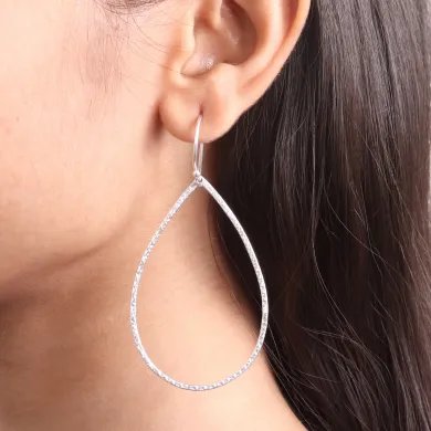 Handmade Silver Teardrop Earrings with Textured Detailing – 925 Sterling Silver Jewelry
