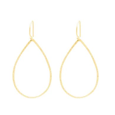 Handmade Textured Teardrop Earrings - Gold Plated 925 Sterling Silver