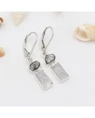 Meteorite Earrings - 925 Sterling Silver Raw Gemstone Handmade Jewelry