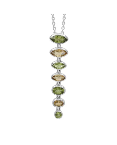Peridot & Citrine Pendant - 925 Sterling Silver Handmade Chain Jewelry