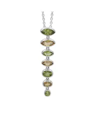 Peridot & Citrine Pendant - 925 Sterling Silver Handmade Chain Jewelry
