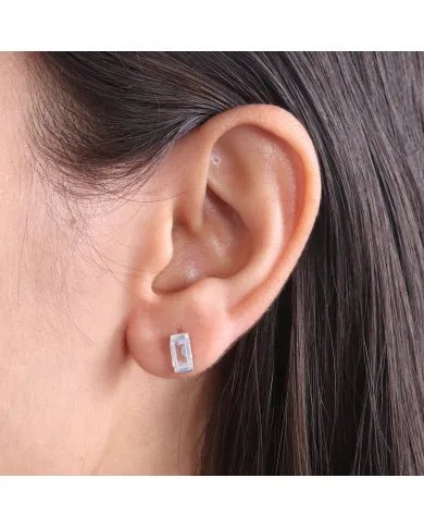 Crystal Stud Earrings - 925 Sterling Silver Jewelry