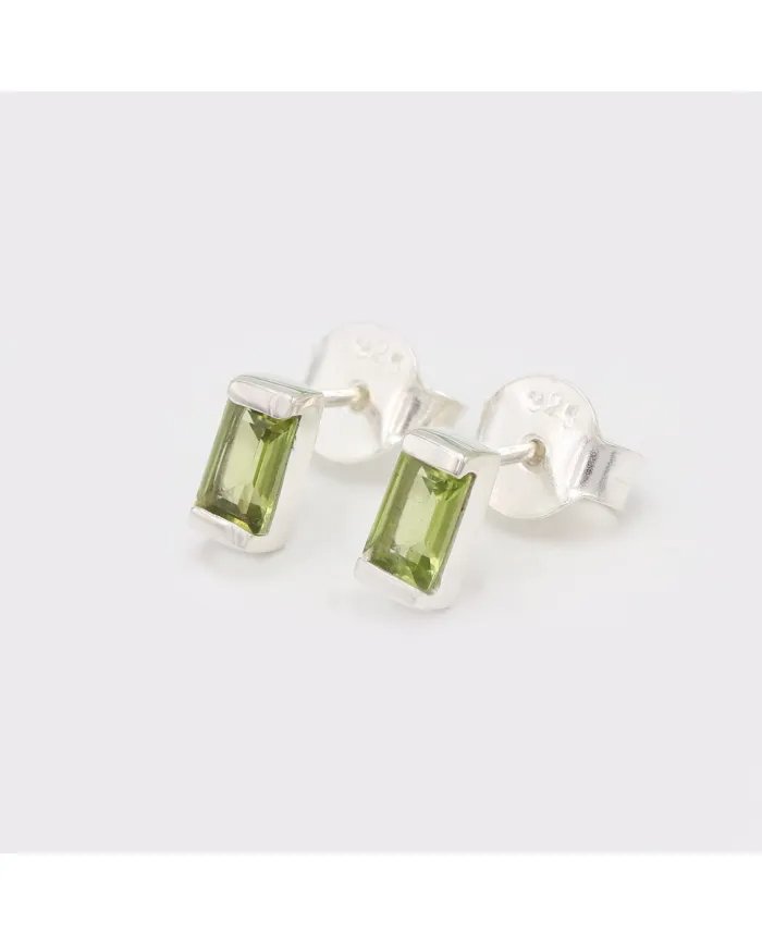 Peridot Stud Earrings - 925 Sterling Silver Jewelry