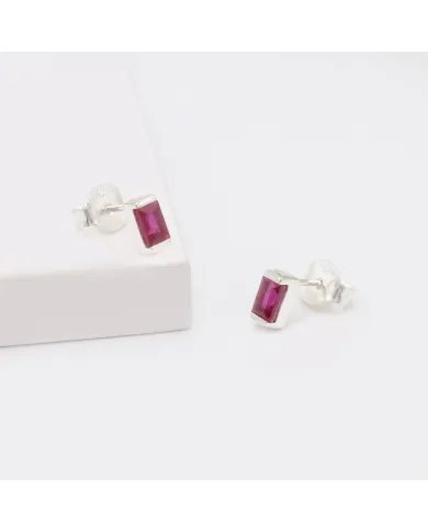 Ruby Stud Earrings - 925 Sterling Silver Jewelry