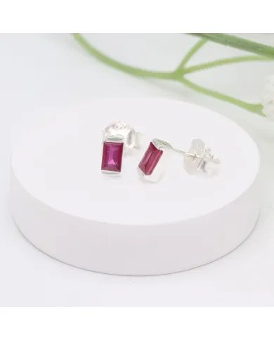 Ruby Stud Earrings - 925 Sterling Silver Jewelry