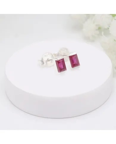 Ruby Stud Earrings - 925 Sterling Silver Jewelry