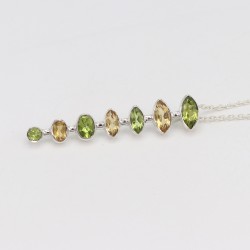 Peridot Pendant, Sterling Silver Pendant, Citrine Pendant, Long Pendant, Multistone Pendant, Charm Pendant, Pendant with Chains