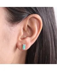 Emerald Stud Earrings - 925 Sterling Silver Jewelry
