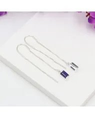Blue Sapphire Box Chain Earrings – 925 Sterling Silver