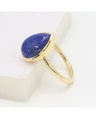 Lapis Lazuli Ring - 925 Sterling Silver Gold Plated Gemstone Jewelry