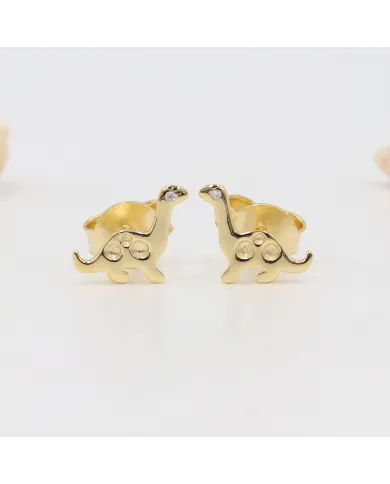 18K Gold Plated Swarovski Crystal Dinosaur Stud Earrings