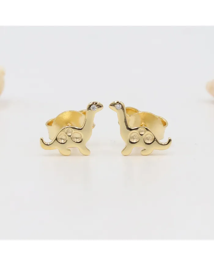 18K Gold Plated Swarovski Crystal Dinosaur Stud Earrings