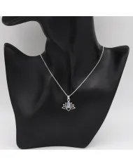 Rainbow Moonstone Lotus Pendant - 925 Sterling Silver Handmade Jewelry