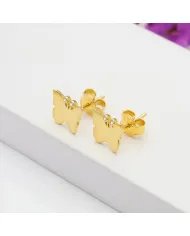 Tiny Butterfly Stud Earrings – Gold Plated 925 Silver with Swarovski Crystals
