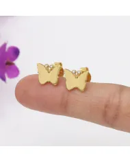 18K Gold Plated Moissanite Butterfly Stud Earrings Tiny Jewelry
