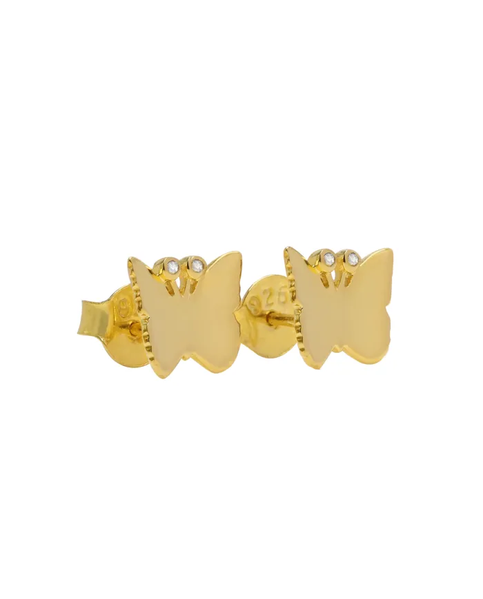 18K Gold Plated Moissanite Butterfly Stud Earrings Tiny Jewelry