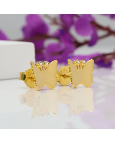 18K Gold Plated Moissanite Butterfly Stud Earrings Tiny Jewelry