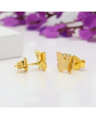 18K Gold Plated Moissanite Butterfly Stud Earrings Tiny Jewelry