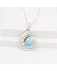 Arizona Turquoise Spiral Shell Pendant – 925 Sterling Silver Gemstone Jewelry