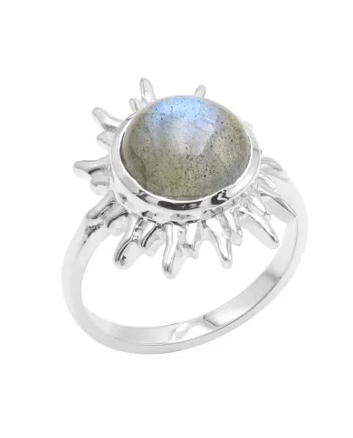 Natural Labradorite Sterling Silver Sun Ring – Handmade Jewelry for Women