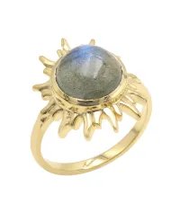 Natural Labradorite Sterling Silver Sun Ring – Handmade Jewelry for Women