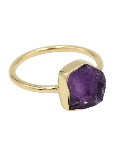 Elegant Amethyst Ring – 925 Silver Gold Plated Handmade Jewelry