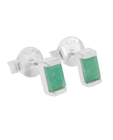 Emerald Stud Earrings - 925 Sterling Silver Jewelry