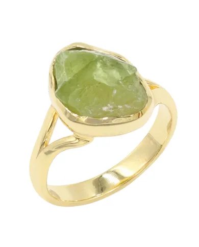 Natural Peridot Ring - Sterling Silver Gold Plated Ring Handmade Ring August Birthstone Ring Elegant Statement Ring Gift for Her