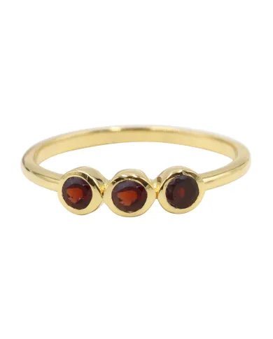 Red Garnet Ring - Sterling Silver Gold Plated Ring Half Eternity Band Ring Handmade Dainty Ring for Her