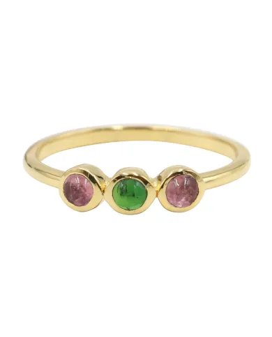 Elegant Tourmaline Ring - Sterling Silver Gold Plated Promise and Engagement Band Ring Handmade Ring for Her