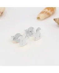 Moissanite Squirrel Stud Earrings - 925 Sterling Silver Animal Jewelry