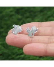 Moissanite Squirrel Stud Earrings - 925 Sterling Silver Animal Jewelry