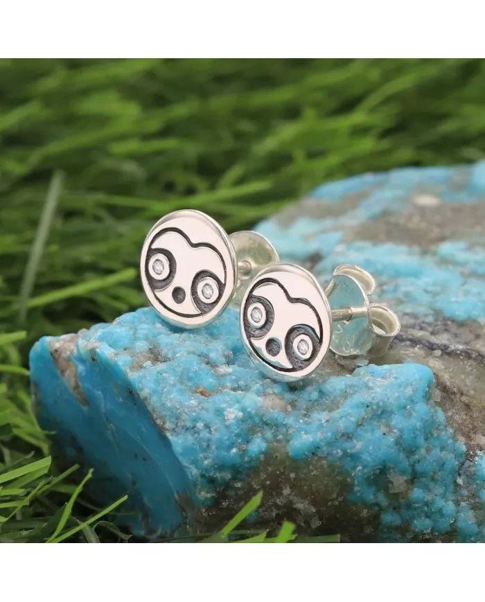 Sloth Stud Earrings - 925 Sterling Silver Swarovski Crystal Jewelry