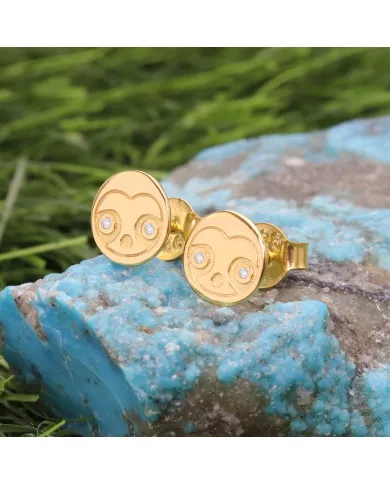 18K Gold Plated Swarovski Crystal Sloth Stud Earrings Silver Jewelry