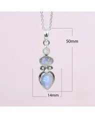 Rainbow Moonstone Pendant - Handmade 925 Silver Gemstone Jewelry