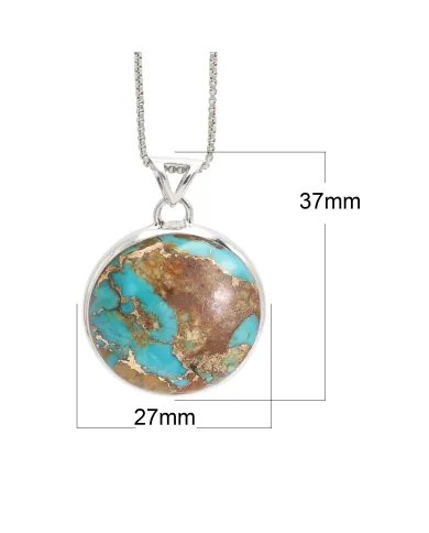 Boulder Turquoise Round Pendant – 925 Sterling Silver Handmade Jewelry