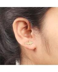 18K Gold Plated Swarovski Crystal Shark Stud Earrings Silver Jewelry