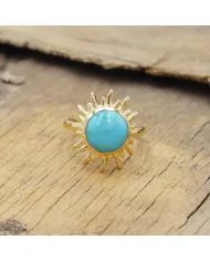 Arizona Turquoise Sunburst Ring - Handmade Gold Plated 925 Silver Jewelry