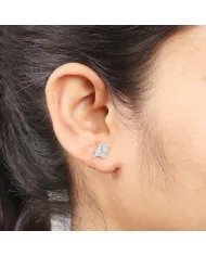 Bird Stud Earrings - 925 Sterling Silver Swarovski Crystals Jewelry