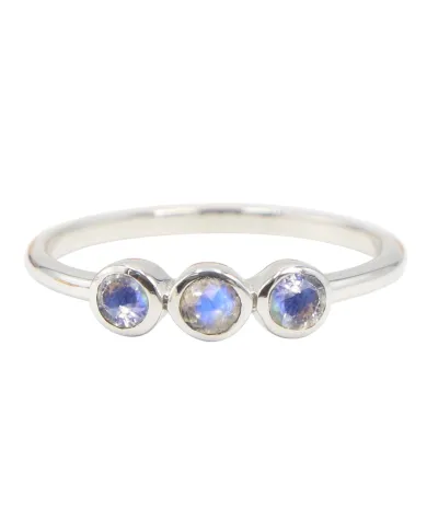 Rainbow Moonstone Half Eternity Ring | 925 Sterling Silver Jewelry