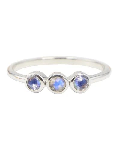 Moonstone Half Eternity Ring - Sterling Silver Ring Dainty Handmade Ring for Women