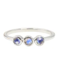 Rainbow Moonstone Half Eternity Ring | 925 Sterling Silver Jewelry