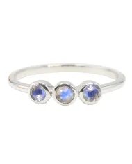 Moonstone Half Eternity Ring - Sterling Silver Ring Dainty Handmade Ring for Women