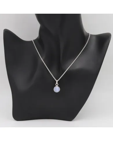 925 Sterling Silver Blue Lace Agate Pendant Necklace for Women