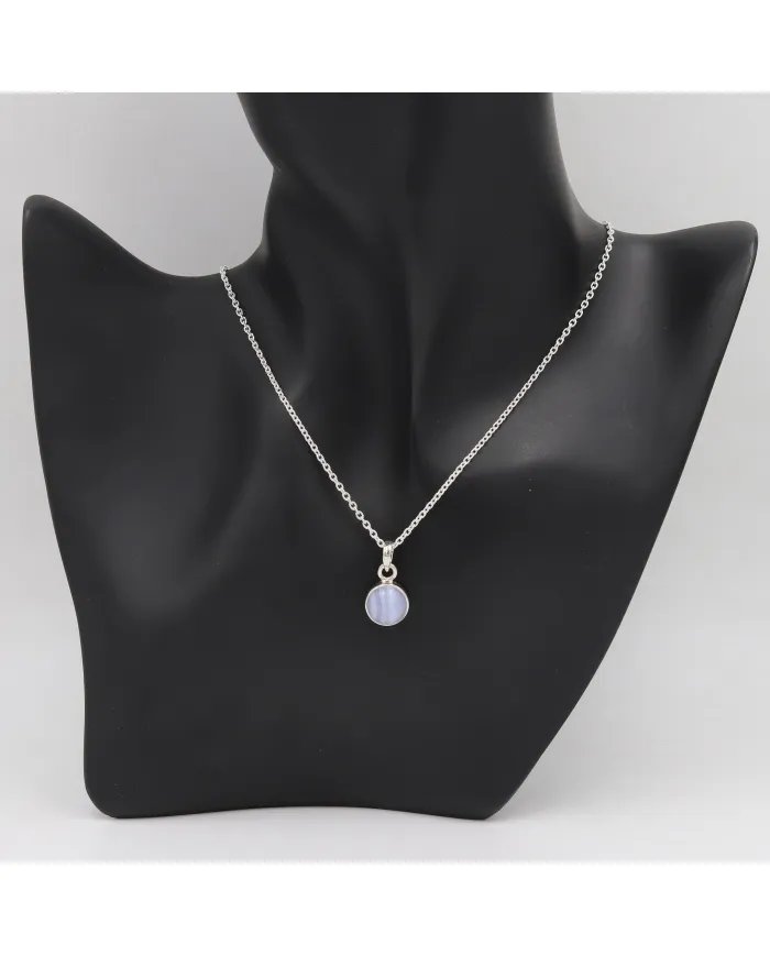 Blue Lace Agate Pendant - 925 Sterling Silver Handmade Jewelry