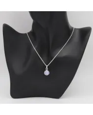 925 Sterling Silver Blue Lace Agate Pendant Necklace for Women