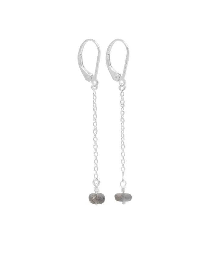 Labradorite Dangle Earrings, Sterling Silver Earrings for Women, Link Chain Dangle Earrings, Natural Gemstone Jewelry