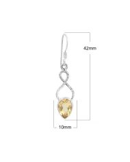 Citrine Dangle Earrings - Handmade 925 Sterling Silver Gemstone Jewelry
