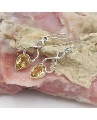 Citrine Dangle Earrings - Handmade 925 Sterling Silver Gemstone Jewelry